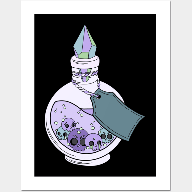 Magical Potions Bottles Witchy cute Skulls Wall Art by ISFdraw